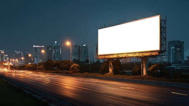 blank white billboard on the background of the highway at evening mock up no logos no brands ar 169