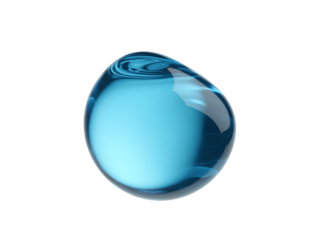Blue Water Droplet with Swirling Surface liquid transparent isolated on a transparent background