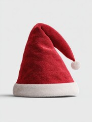 a realistic photograph of a santa hat isolated on a transparent background