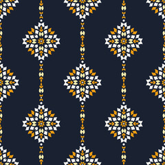 Black, yellow and white luxury vector seamless pattern. Ornament, Traditional, Ethnic, Arabic, Turkish, Indian motifs. Great for fabric and textile, wallpaper, packaging design or any desired idea.