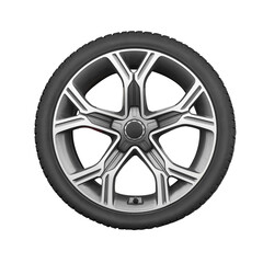 Sport car tire with alurim  isolated on transparent PNG background.