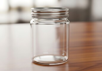 Clean Empty Jar on Wooden Surface Ready for Preservation Purposes