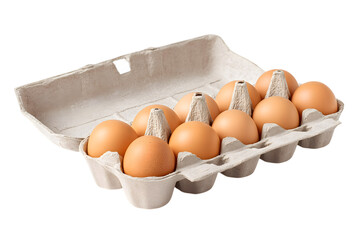 carton of fresh eggs ready for cooking and baking isolated on white background