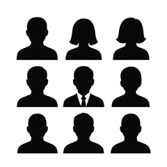 Silhouettes of Diverse People in Business: Professional Profiles and Multicultural Teamwork Vector Art