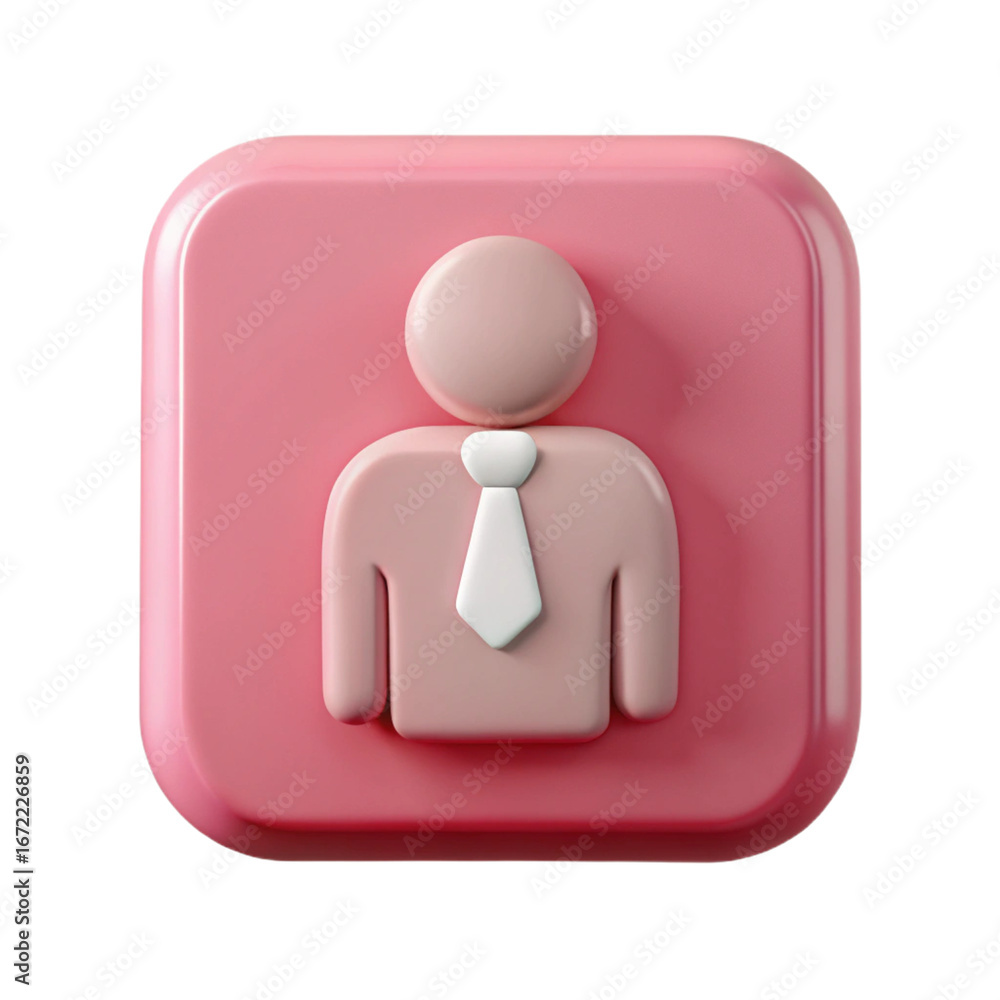 Aufkleber 3d icon of a pink user icon isolated on transparent background in a 3d render style