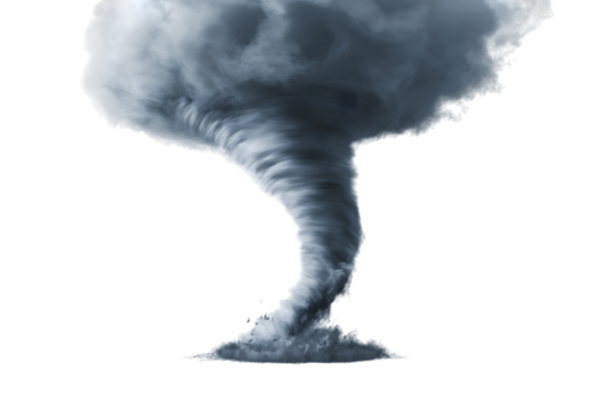  powerful tornado, symbol of nature's raw energy isolated on white background