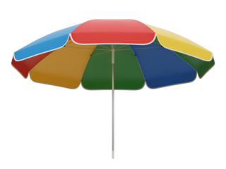 Colorful Beach Umbrella Open on White Background graphic isolated on a transparent background