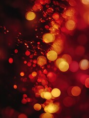 abstract bokeh lights in red and yellow creating a dreamy festive atmosphere