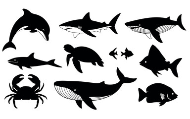 set of fish silhouettes