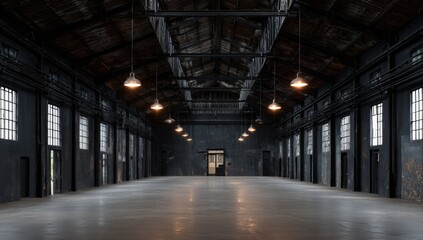 Fototapeta premium Empty industrial warehouse interior (2)