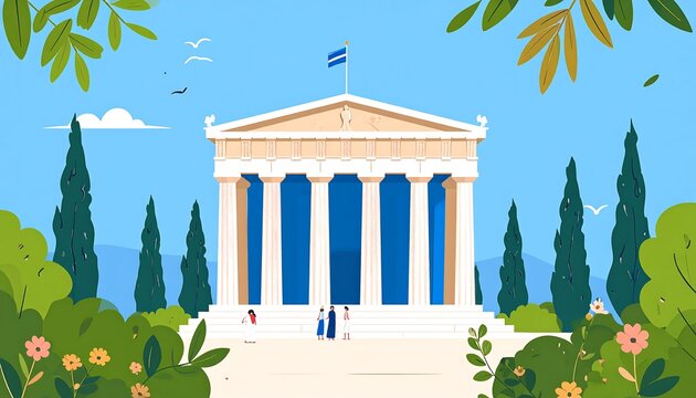 Ancient Greek temple in a park