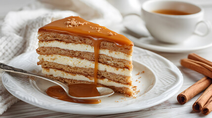 Chilean Torta Chilena layered cake with caramel and cream filling