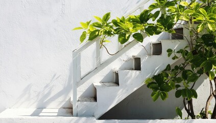 Exterior White Steps with Greenery