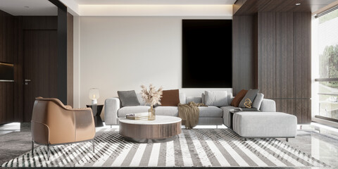 modern living room interior, 3d render