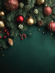wallpaper for christmas with green background and christmas decoration