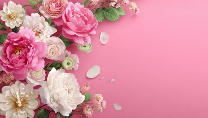 Delicate floral arrangement on pink background