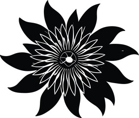 Passionflower Silhouette, Passion Vine Vector