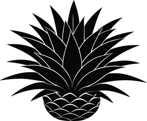Pineapple Plant Silhouette, Pineapple Fruit Vector