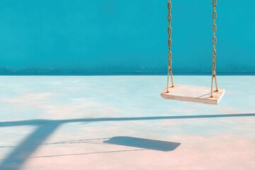 Obraz premium Swings hanging against vibrant blue backdrop create serene, play