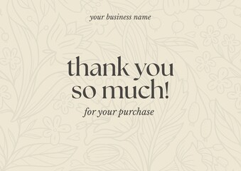 Greeting card template design, thank you card with floral background, thank you card. Part 064 260825