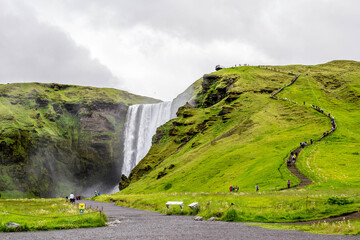 Skógafoss waterfall on the Skógá River in the south of Iceland © karlosxii