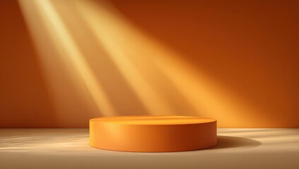 Orange cylinder podium, spotlight