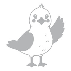 Vector art of cute cartoon seagull waving