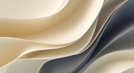 Abstract wavy layered forms in cream and gray tones