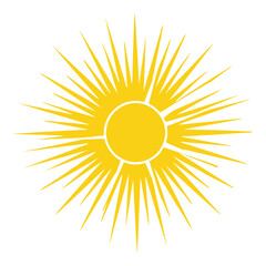 Vector art of yellow sun with sharp rays