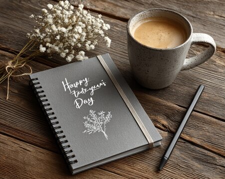 Happy Teachers Day notepad with congratulatory message, top-down view