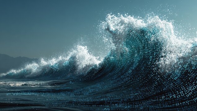 Digital waves crashing on the shore