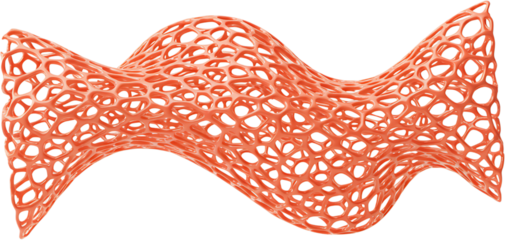Dynamic coral organic mesh structure flows with intricate cellular patterns and smooth curves