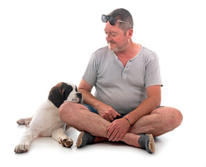 puppy saint bernard in studio