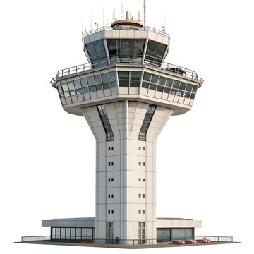 airport control tower isolated on white background. PNG Transparent file type with high definition quality And vibrant color grading Available.