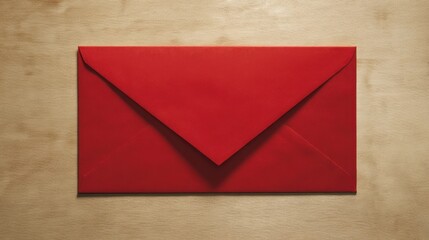 A red Ecology Envelope rests on a textured wooden surface,
