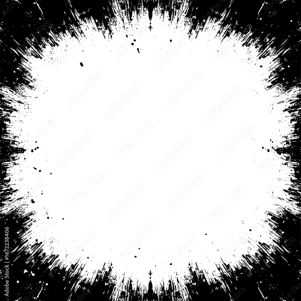 Poster a captivating ink splatter border image. a dramatic display of texture, contrast, and shape creates 