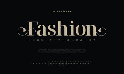 Abstract Fashion font alphabet. Minimal modern urban fonts for logo, brand etc. Typography typeface uppercase lowercase and number. vector illustration

