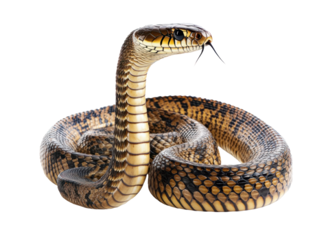 Coiled Snake on Transparent Background
