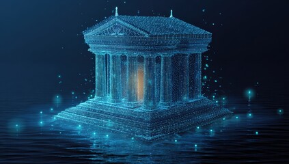 Ancient temple, digital, floating