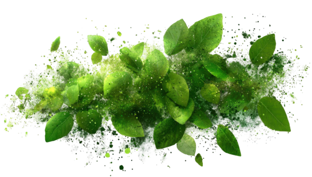 Fresh basil leaves explode in a splash of water - Powered by Adobe