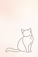 Minimalist Line Art Cat on Pastel Background
