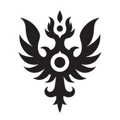 Stylized Phoenix Emblem Design Isolated on White