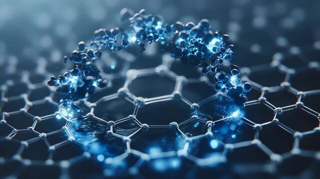 A close-up view of a molecular structure resembling a hexagonal lattice. - Powered by Adobe