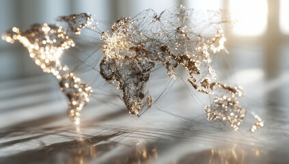 A world map, digitally rendered, with interconnected lines