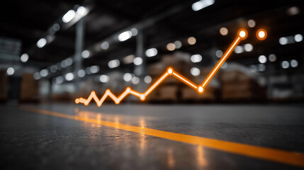 Warehouse Ascent: A dynamic visualization of growth and progress within a spacious industrial warehouse, symbolizing upward trajectory and development.
