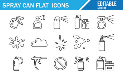 Vector Set of Spray Can Icons Representing Painting, Cleaning, and Aerosol Use