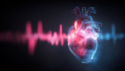 3D heart with EKG waveform