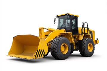 Fototapeta premium A Yellow Wheel Loader Shines in the Light, Ready for Heavy-Duty Construction and Landscaping