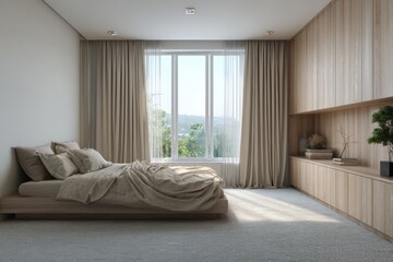 Fototapeta premium Modern bedroom with a view