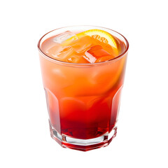 Vibrant Tequila Sunrise Cocktail with Orange Slice and Ice.